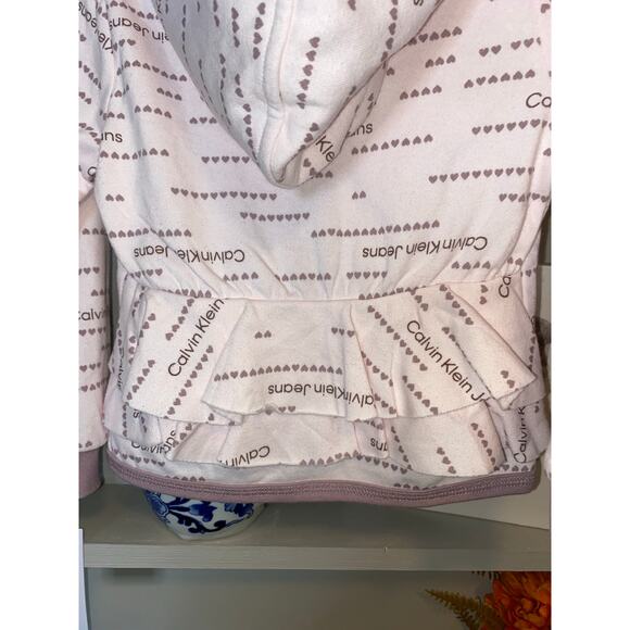 NWT Calvin Klein Jeans Pink Purple Logo Girls 3T Long Sleeve Front Zip Hoodie - Picture 4 of 10
